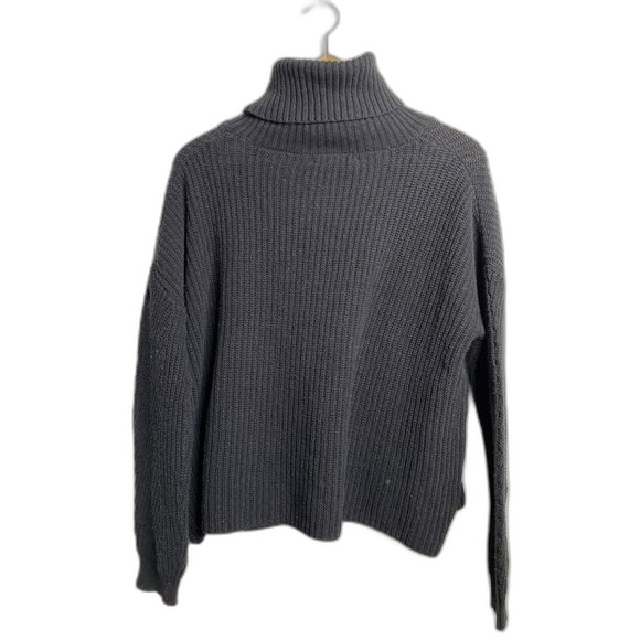 Philomena Petti Women sz Large Black ribbed knit Turtleneck Sweater Chunky - Picture 8 of 12